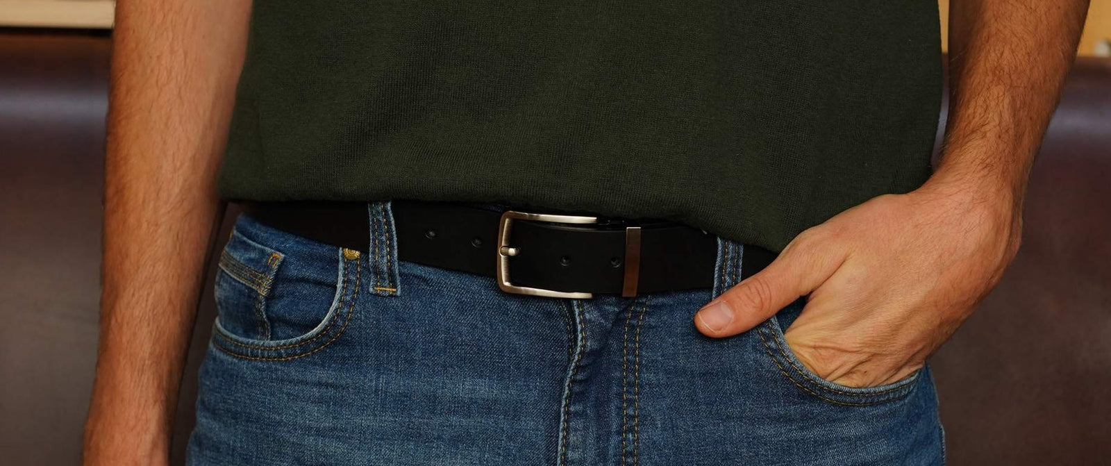 men wearing adjustable leather belt