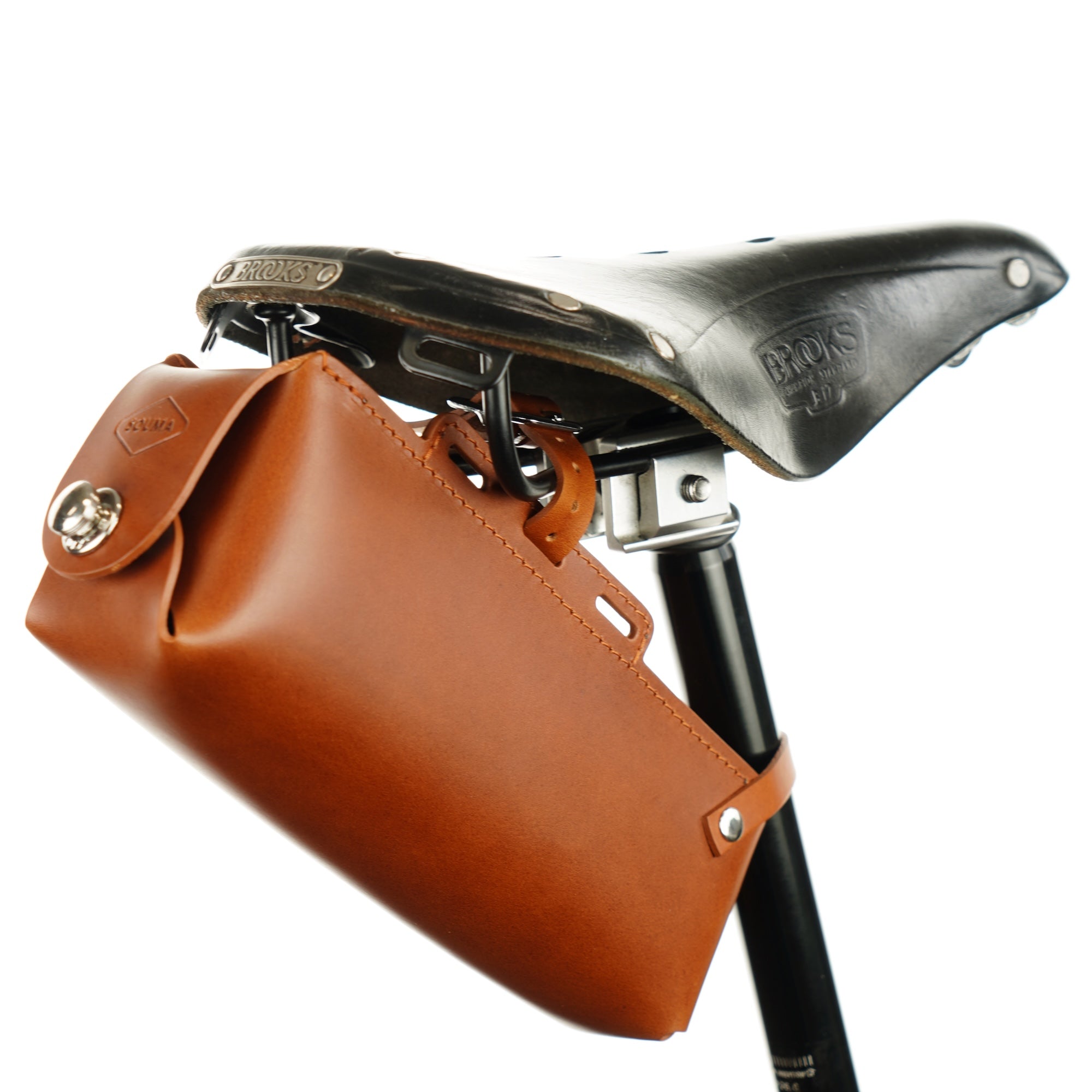 Leather Bicycle Saddlebag for ABUS folding lock honey