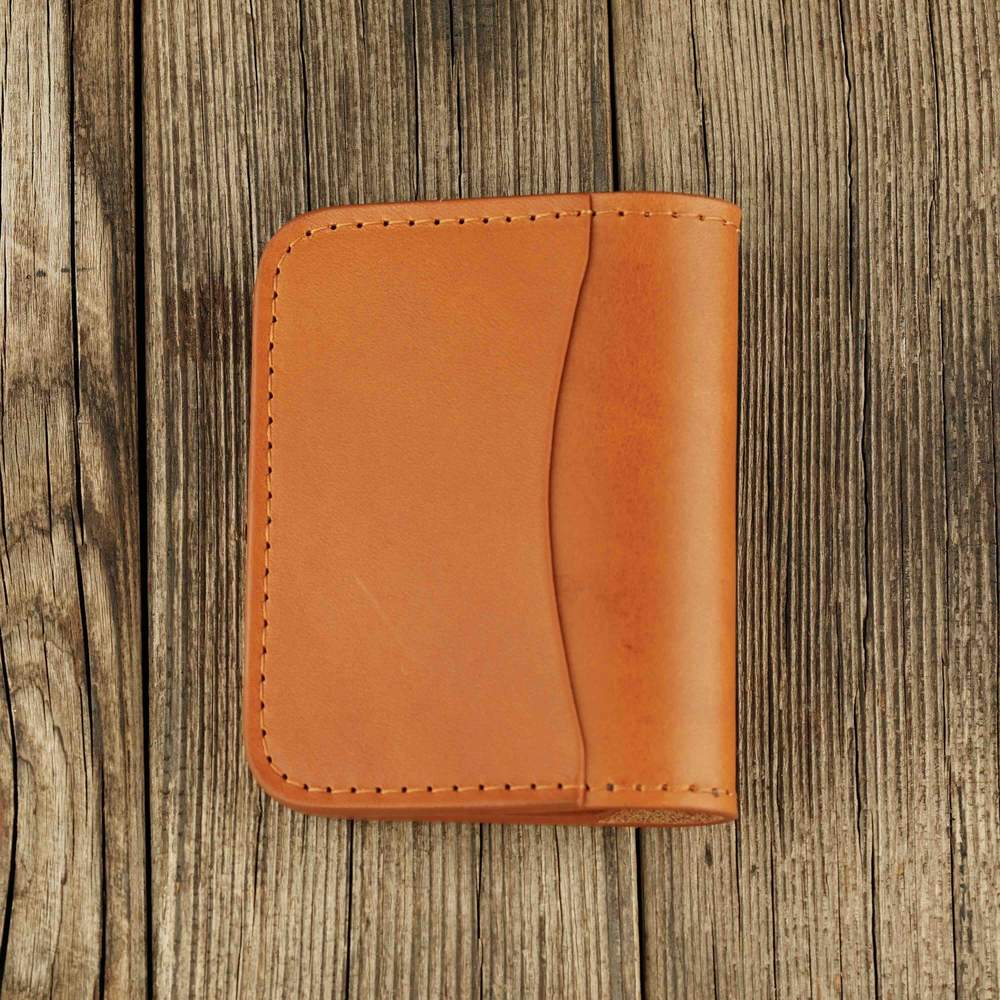 Honey leather cardholder with slot on Apple AirTag slot, back side