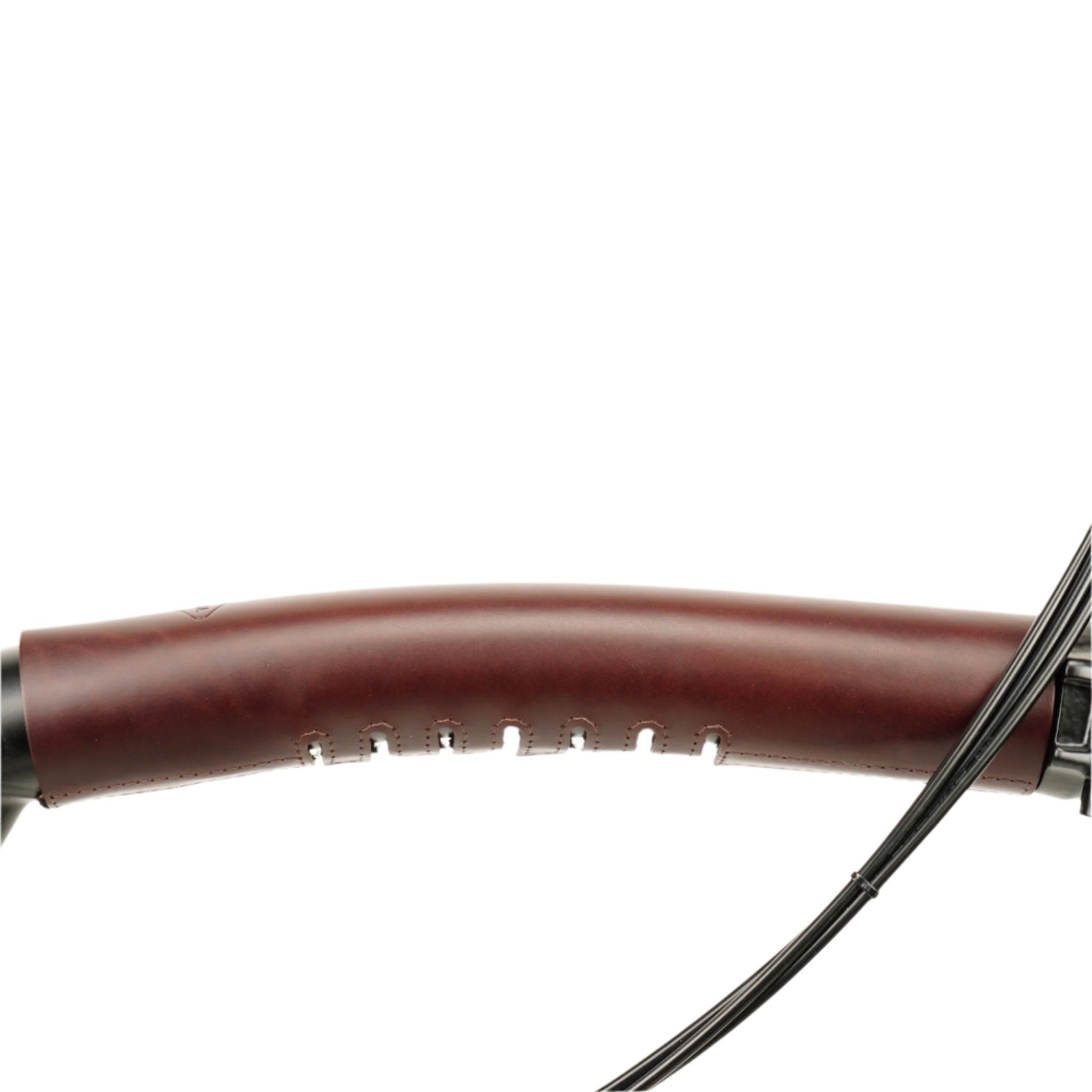 Long Frame Leather Protector for Brompton - Velcro, brown color close-up