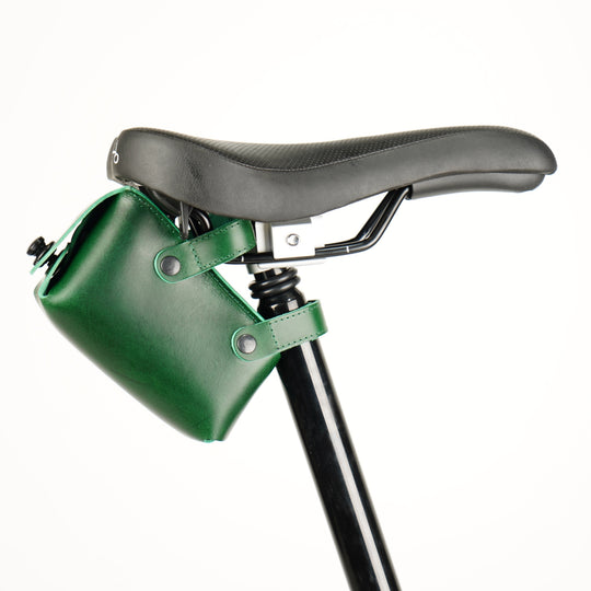 Leather Saddle Bag for Bicycles and Brompton bicycle Souma Leather Green Normal size