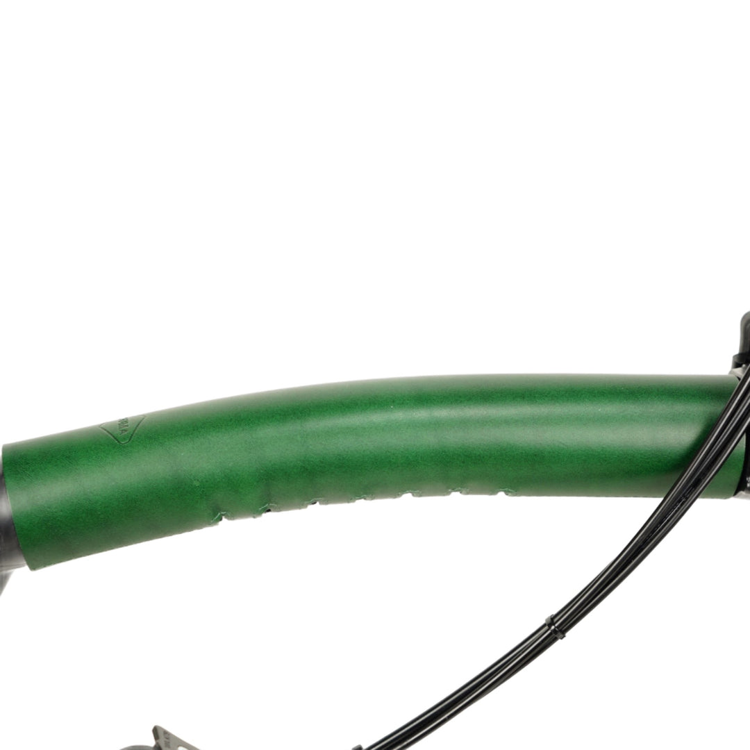 Long Frame Leather Protector for Brompton - Velcro, green color close-up