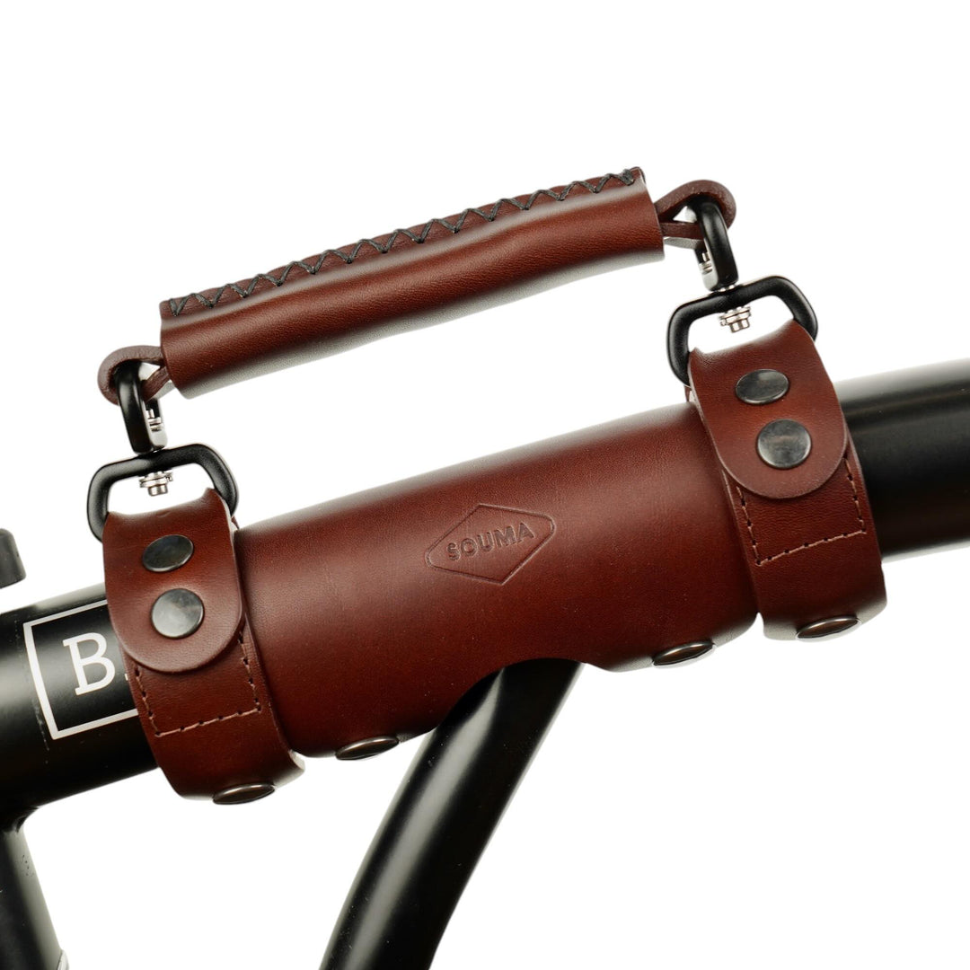 Heavy Duty Leather Carry Handle for Brompton Bicycle - Brompton accessories - Souma Leather