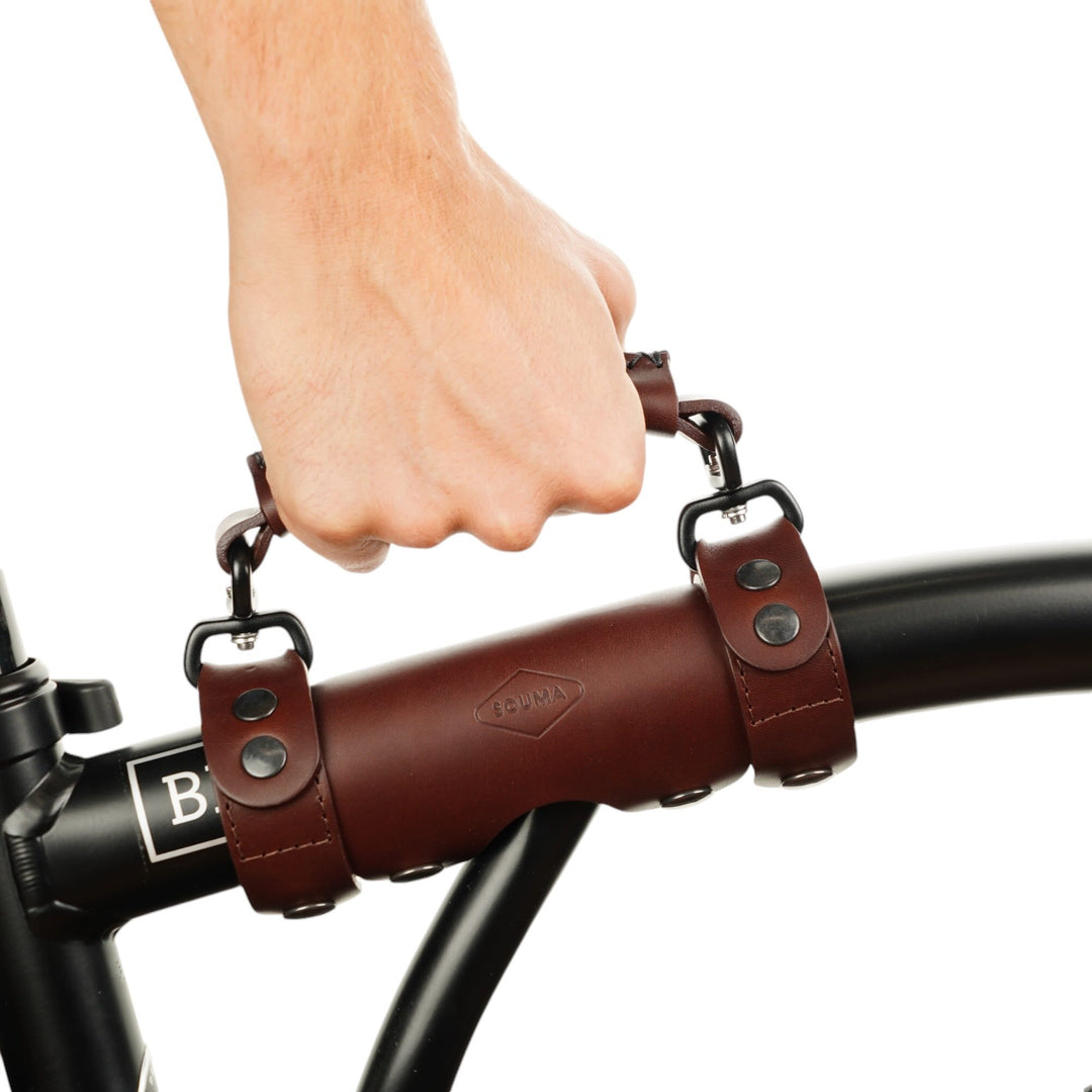 Heavy Duty Leather Carry Handle for Brompton Bicycle - Brompton accessories - Souma Leather
