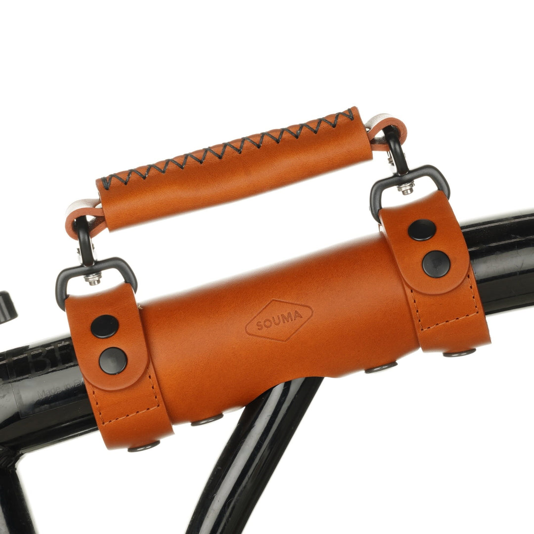 Heavy Duty Leather Carry Handle for Brompton Bicycle - Brompton accessories - Souma Leather