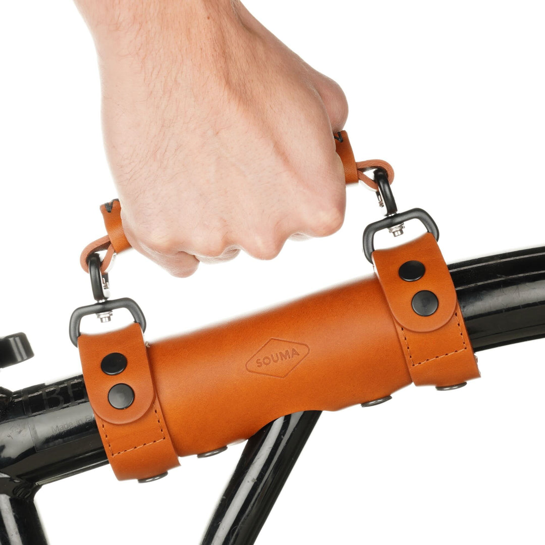 Heavy Duty Leather Carry Handle for Brompton Bicycle - Brompton accessories - Souma Leather