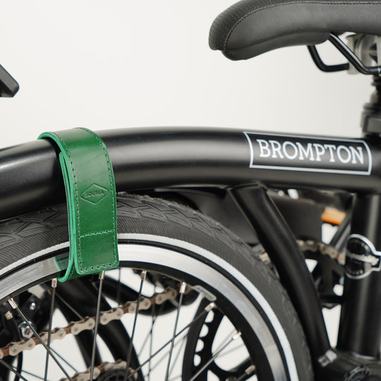 Leather Brompton wheel frame strap and trousers strap 2in1 - Brompton accessories - Souma Leather