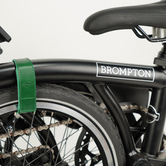 Leather Brompton wheel frame strap and trousers strap 2in1 - Brompton accessories - Souma Leather