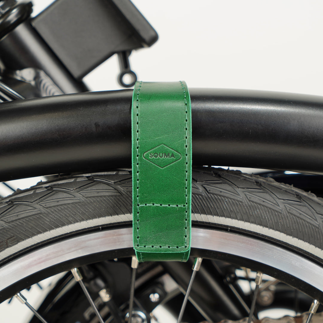 Leather Brompton wheel frame strap and trousers strap 2in1 - Brompton accessories - Souma Leather