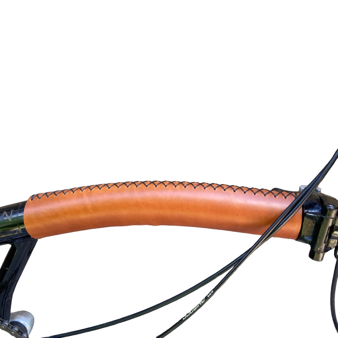 Long Frame cover for Brompton in honey color, close-up side view