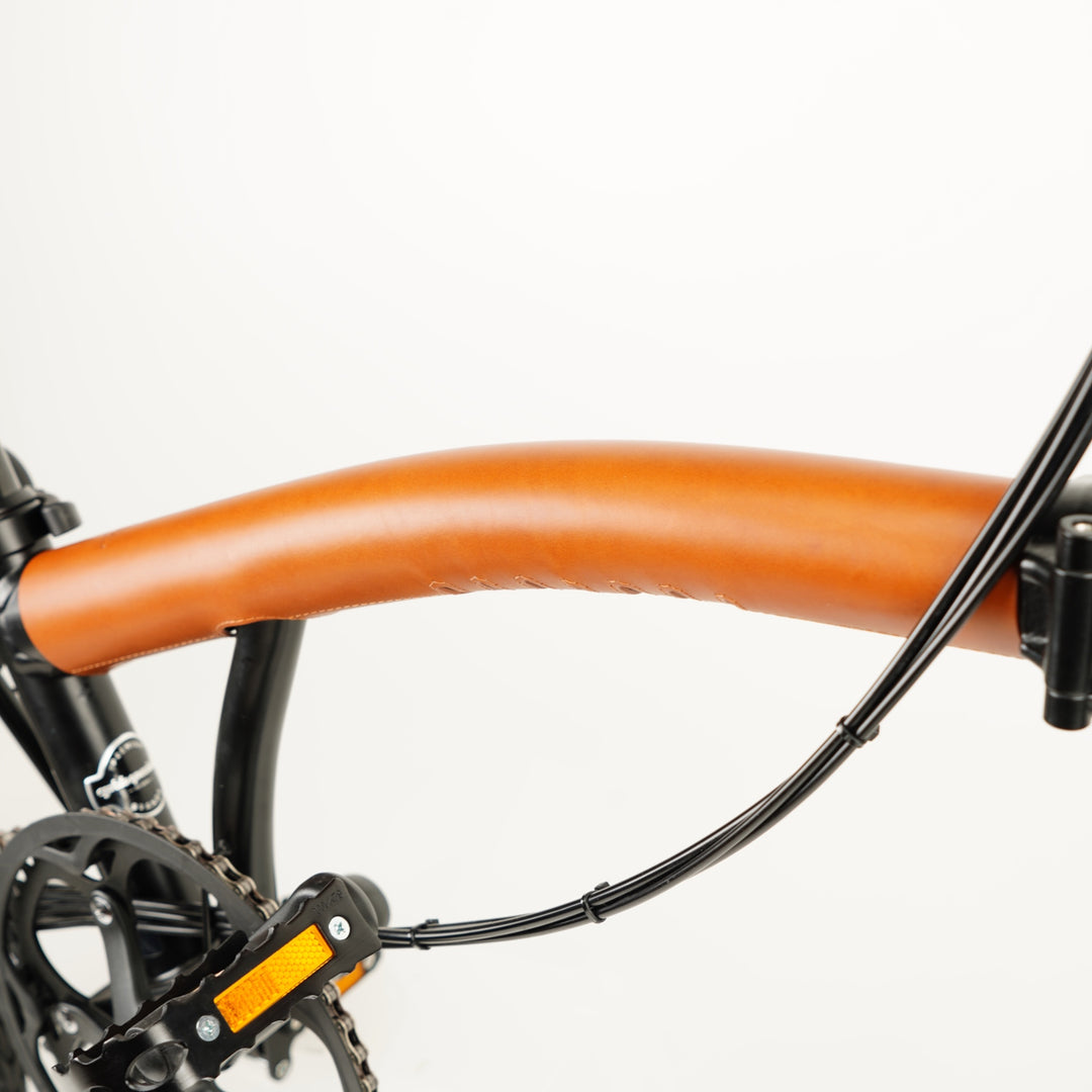 Full Frame Leather Protector Set for Brompton Bicycle - Velcro, main frame cover honey color