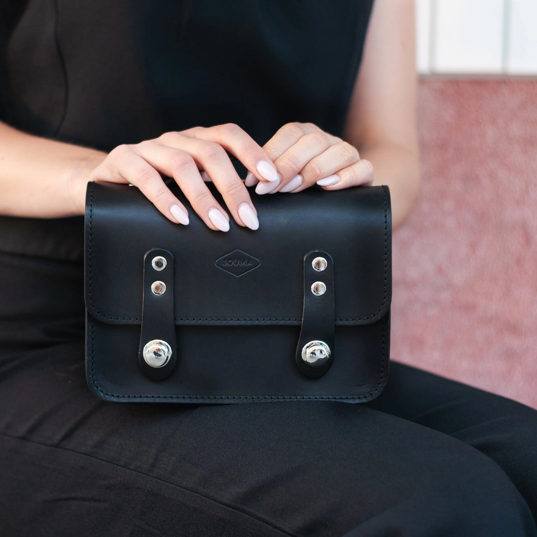 Mini briefcase - Minnie Souma Leather black detail