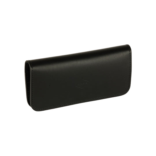 Women's Leather Wallet - Fold Souma Leather Black, closed, white background