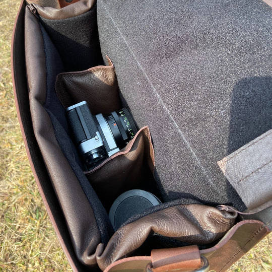 Leather Camera Bag for Brompton Souma Leather view of the inside