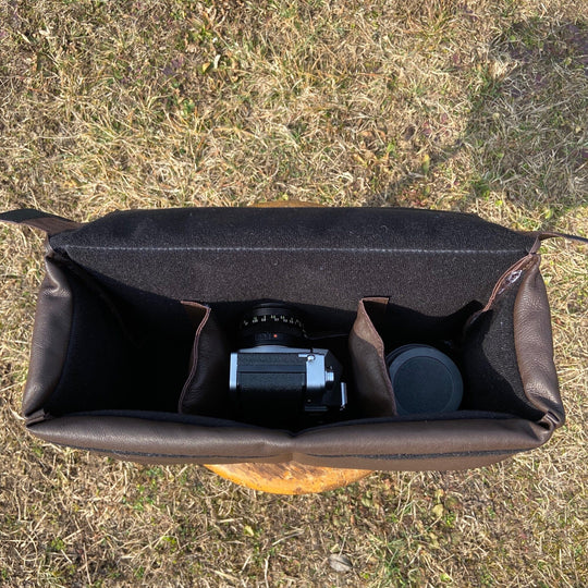 Leather Camera Bag for Brompton Souma Leather inside detail