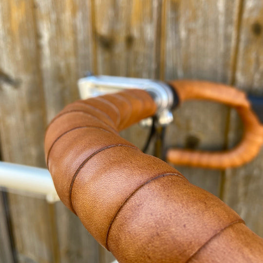 Full grain quality Bicycle Leather handlebar tape close-up