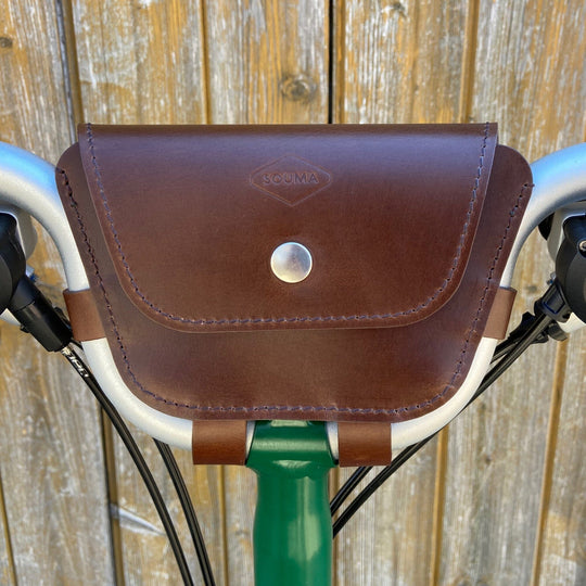 Brompton 2017+ Leather Handlebar Bag Souma Leather Brown Silver 