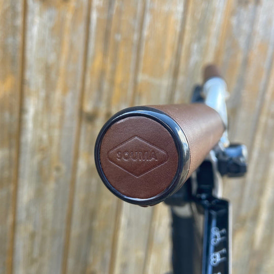 Brompton Leather Grips Unibody Souma Leather, Leather grip plug with logo