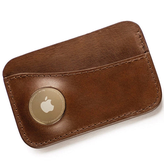 Apple AirTag Leather Wallet - Handmade card wallet with pocket for Apple AirTag - Wallets & Money Clips - Souma Leather