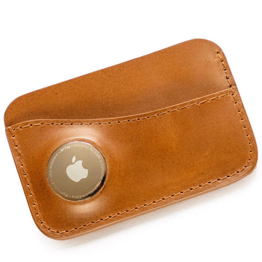 Apple AirTag Leather Wallet - Handmade card wallet with pocket for Apple AirTag - Wallets & Money Clips - Souma Leather
