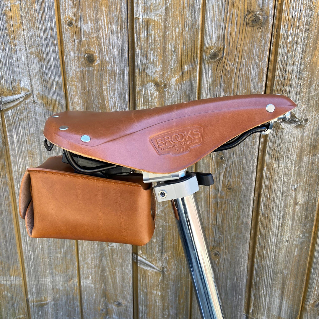 Bicycle Leather Saddle Bag - Quick Release - Brompton bag - Souma Leather