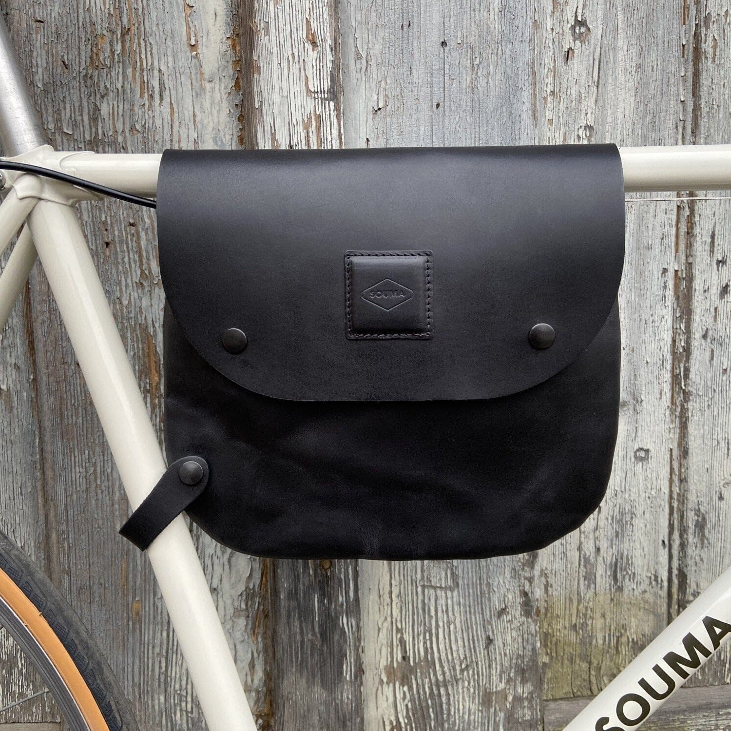 Bikegab - Leather bicycle frame bag/shoulder bag "BLACK" Souma Leather Black 