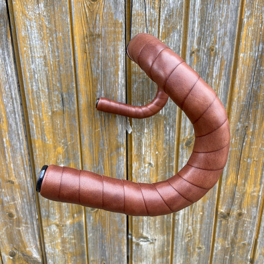 Bicycle Leather handlebar tape brown side view