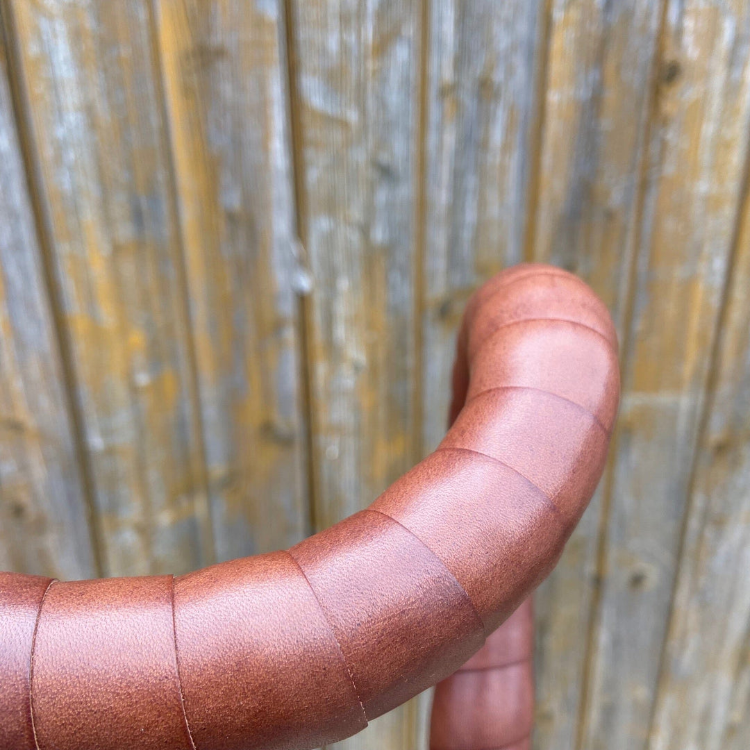 Bicycle Leather handlebar tape close up view Brown