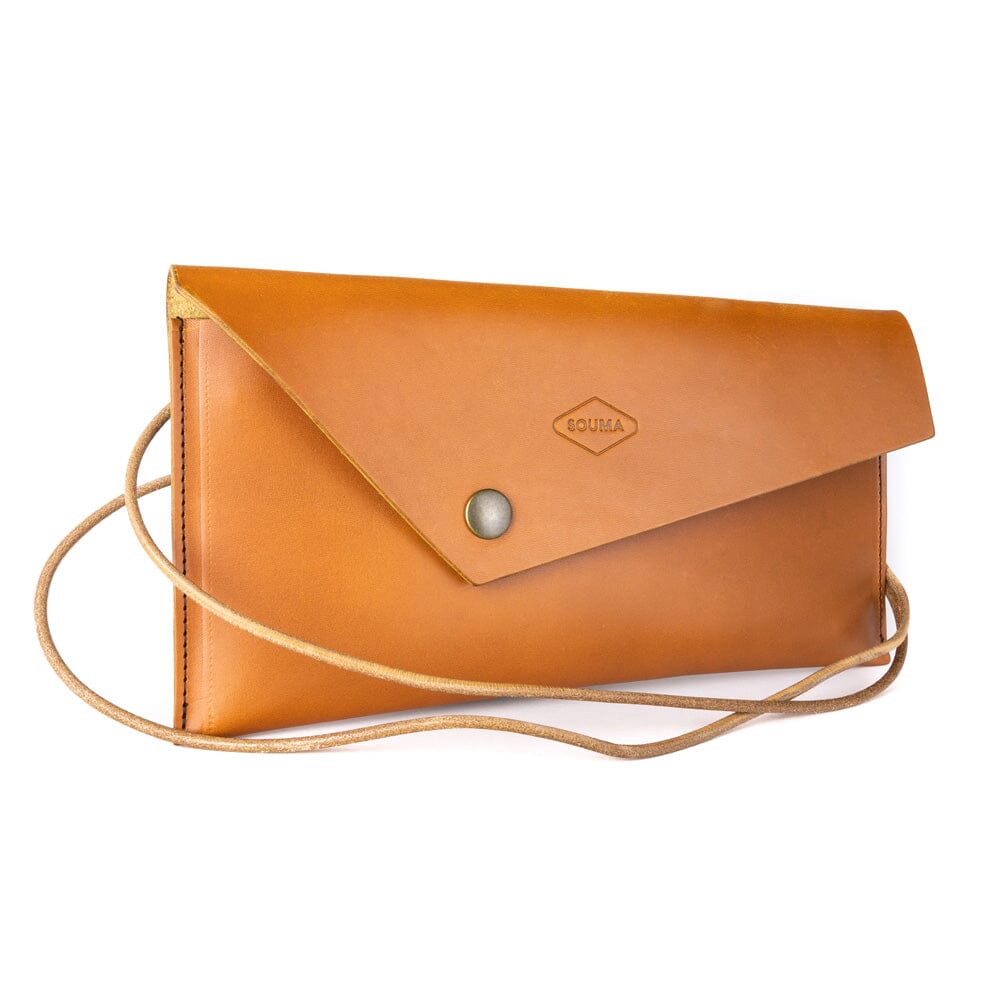 Women's leather clutch - Marc Souma Leather Cognac 