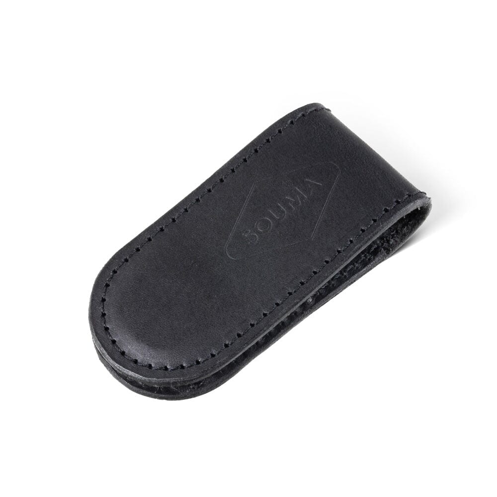 Magnetic Money Clip Souma Leather Black - Dark stitching 