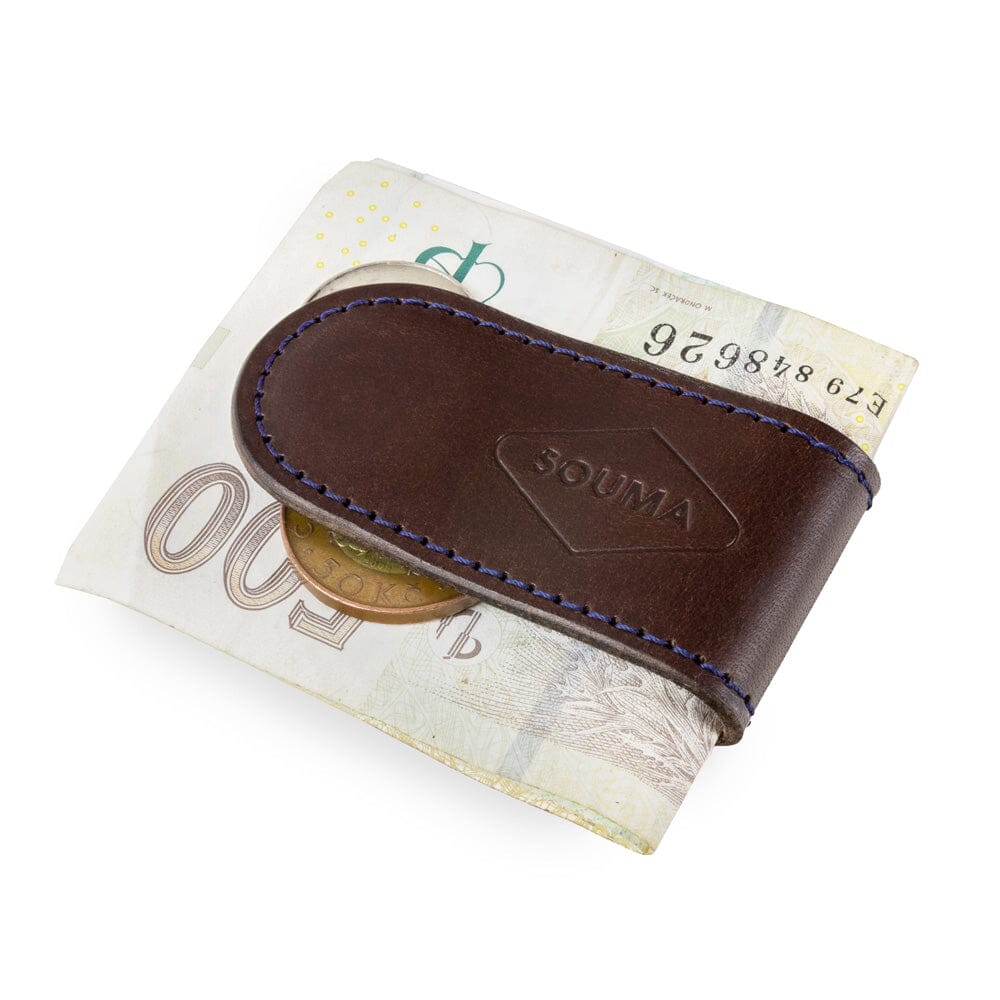 Magnetic Money Clip Souma Leather with money inside