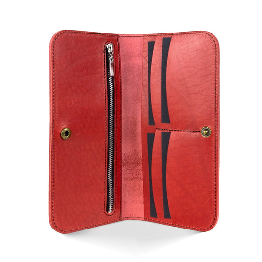 Women's Leather Wallet - Fold Souma Leather red open, inside