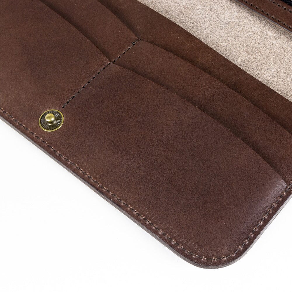 Women's Leather Wallet - Fold Souma Leather, snap detail 