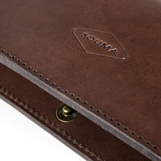 Women's Leather Wallet - Fold Souma Leather, brown, logo detail 